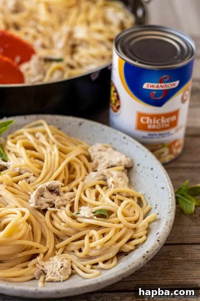 Hearty Weeknight Chicken Spaghetti 3 creamy spaghetti and chicken dinner in a bowl