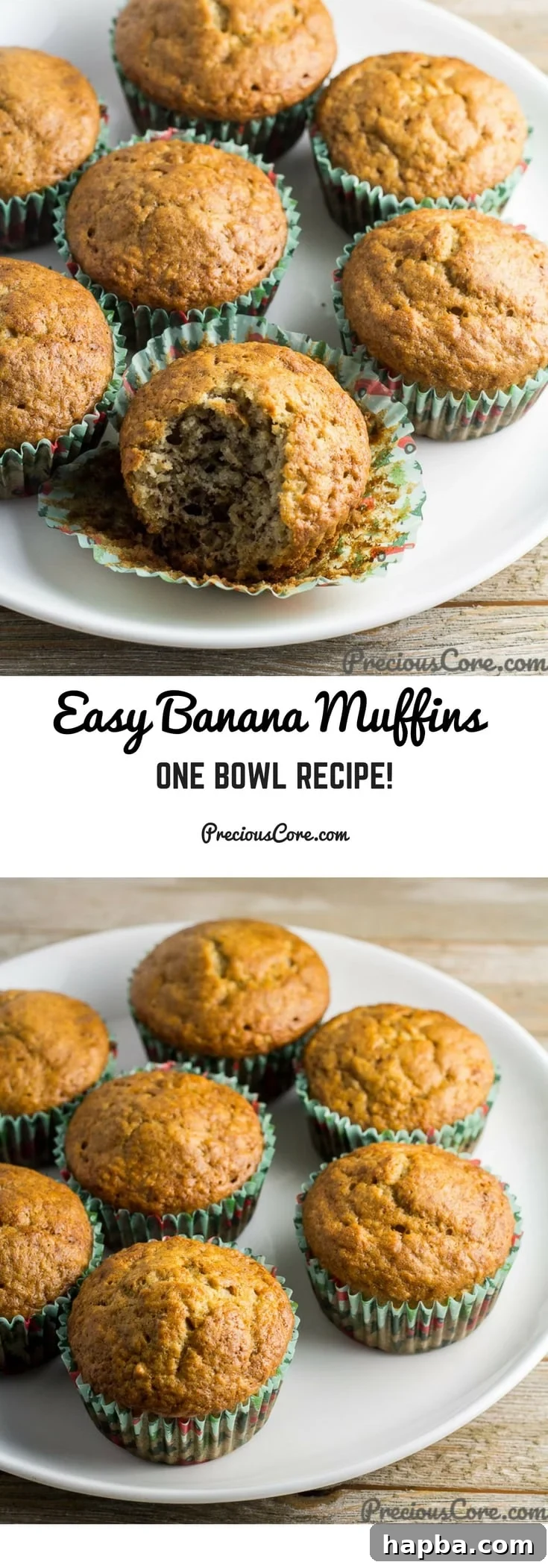 A vibrant collage featuring fluffy banana muffins with text 'Easy Banana Muffins One Bowl Recipe!' and ripe bananas, perfect for Pinterest.