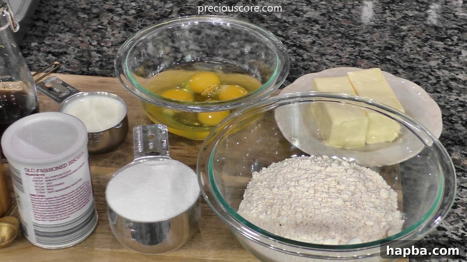Shot of pound cake ingredients