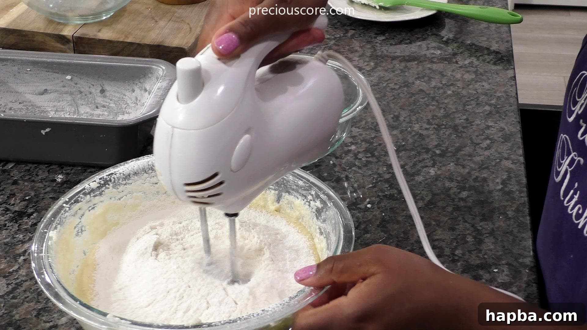 Flour in mixing bowl added to other ingredients