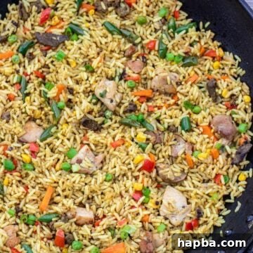 Wok filled with vibrant African Fried Rice, garnished and ready to serve