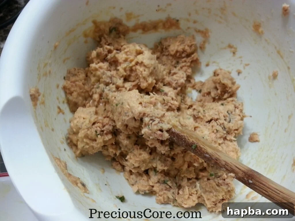 Close-up of the well-mixed fish coating mixture