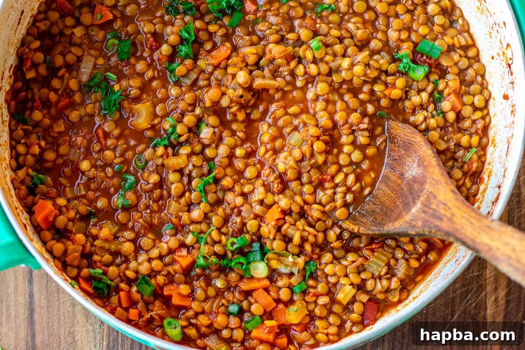 Hearty Lentil Pot 10 Landscape photo of garnished Lentil Stew