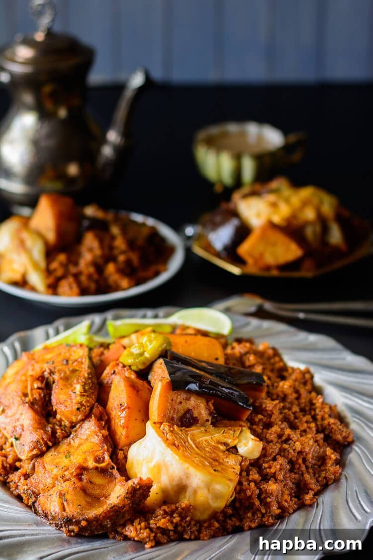 A Culinary Safari: 20 African Dinner Dishes 14 Senegalese dinner on serving platter: rice, fish and vegetables