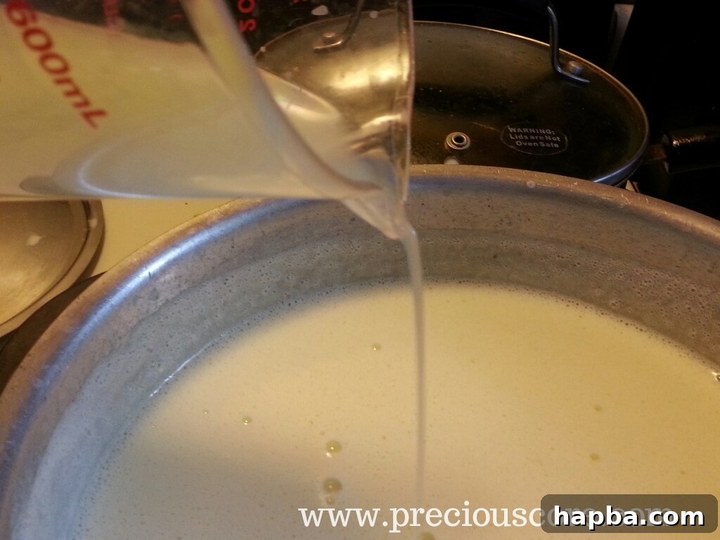 Lime juice and vanilla extract added to custard base