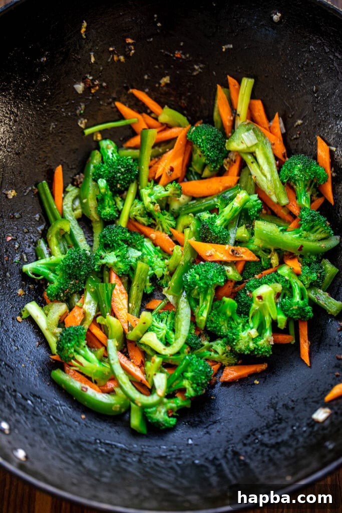 Stir Fried Vegetables in Wok, vibrant and crisp