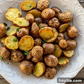 Large plate of roasted baby potatoes
