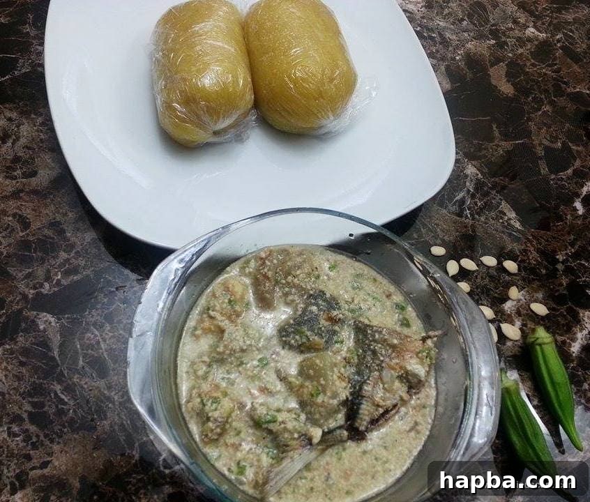 Cameroon Garri and Okra soup Delicious Cameroonian Okra Egusi Soup served with Garri