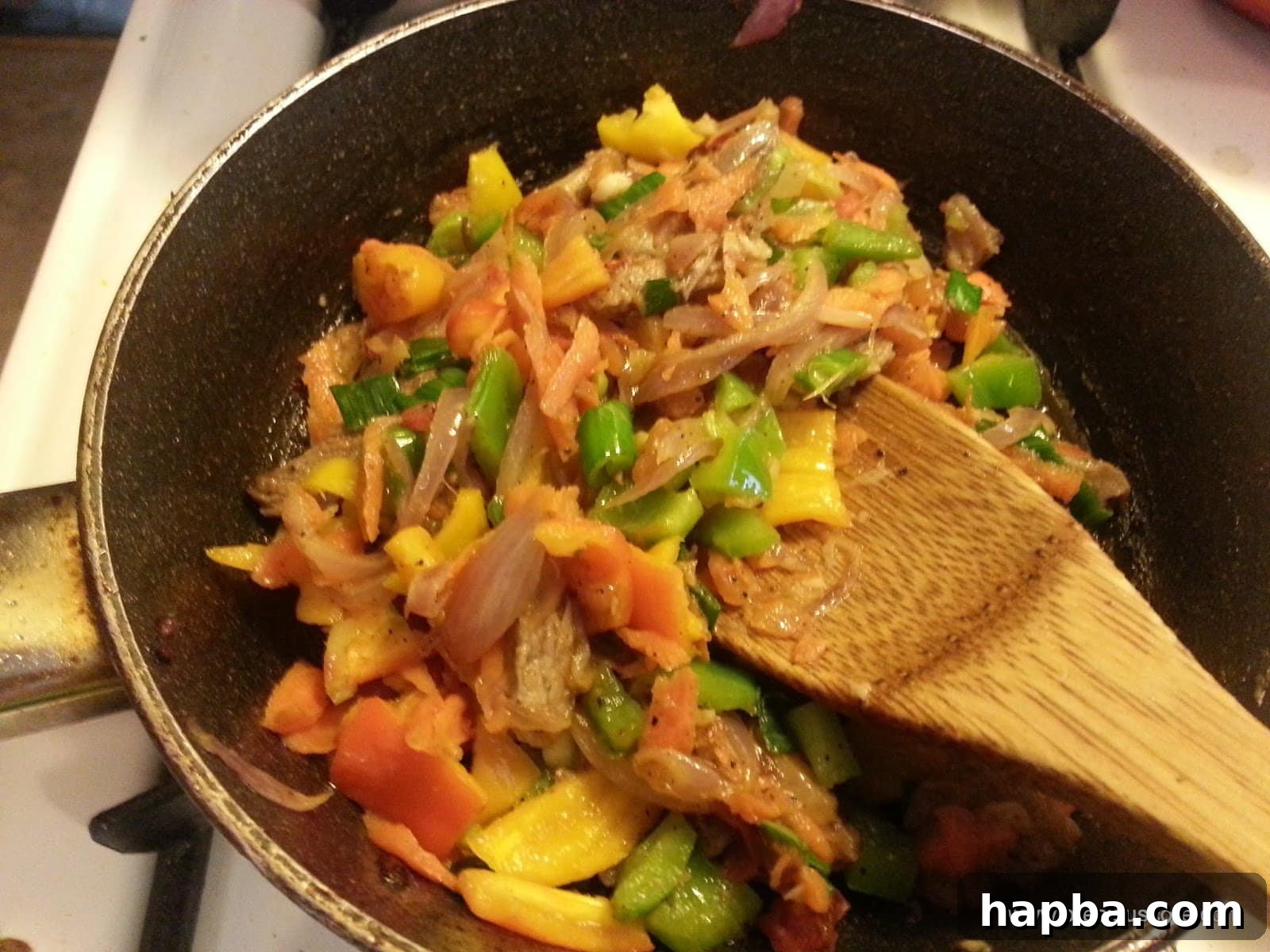 The fully combined and seasoned savory filling for the plantain boats.