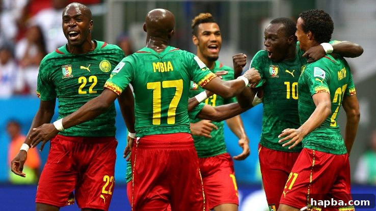Cameroon National Football Team celebrating a victory
