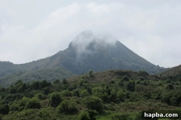 Stunning view of Mount Manengouba with lush vegetation and clear skies in Cameroon
