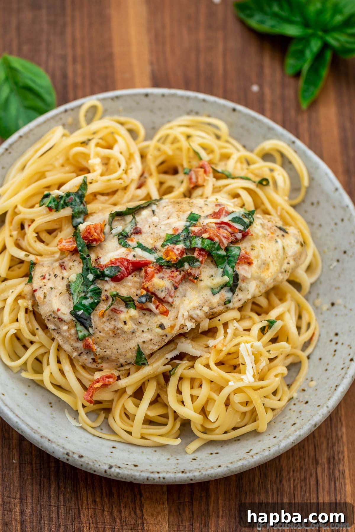 Marry me chicken served over linguine