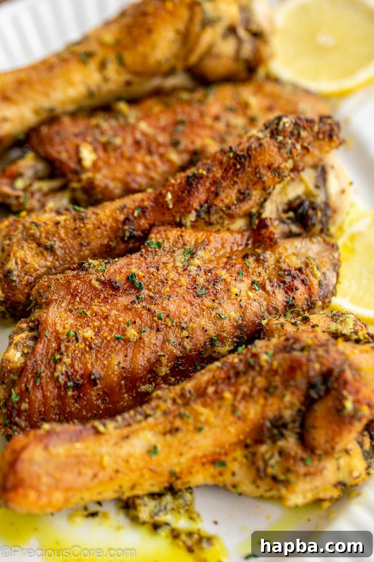 Cooked turkey wings.