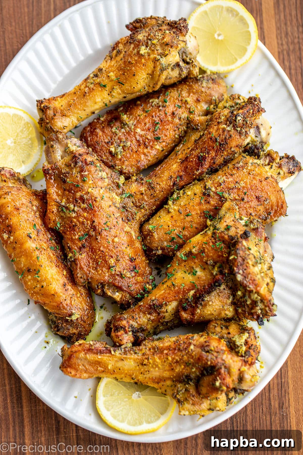 Lemon Pepper Turkey Wings on a platter.