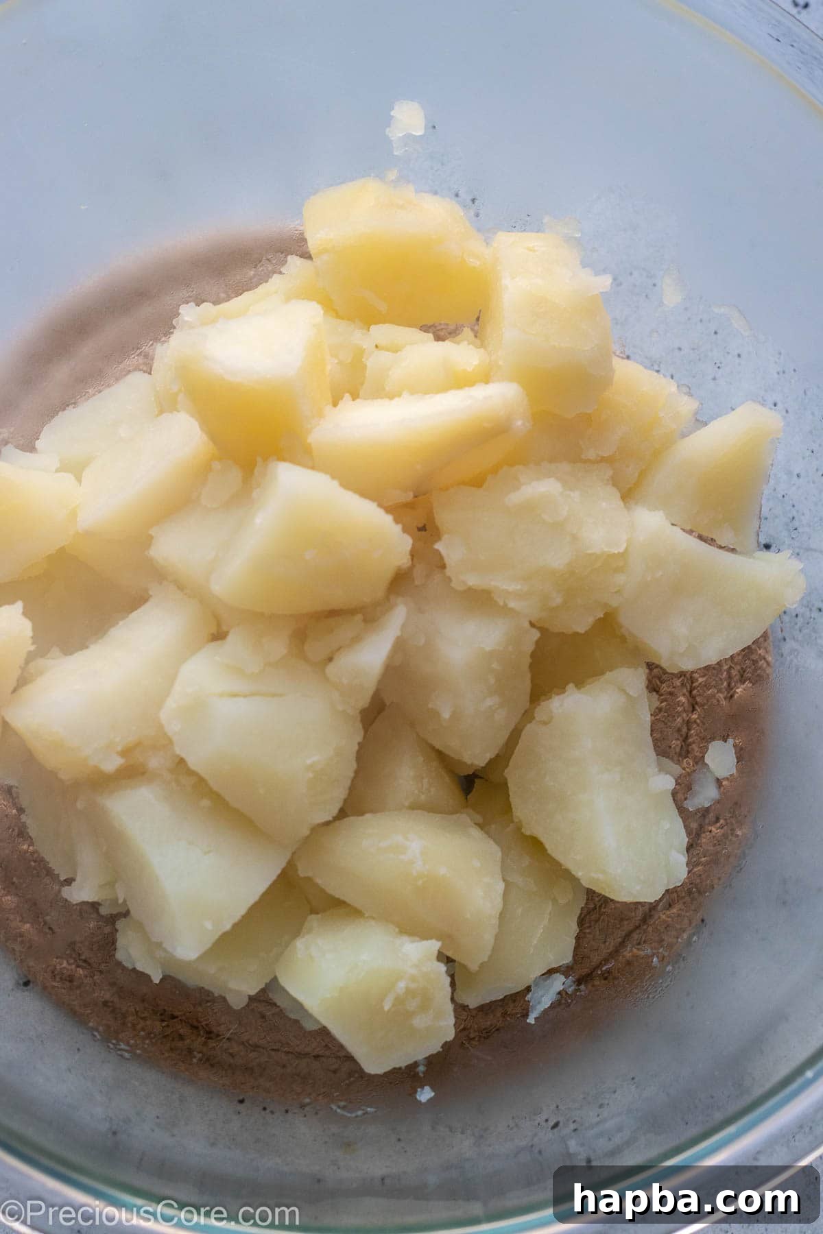 Boiled diced potatoes.