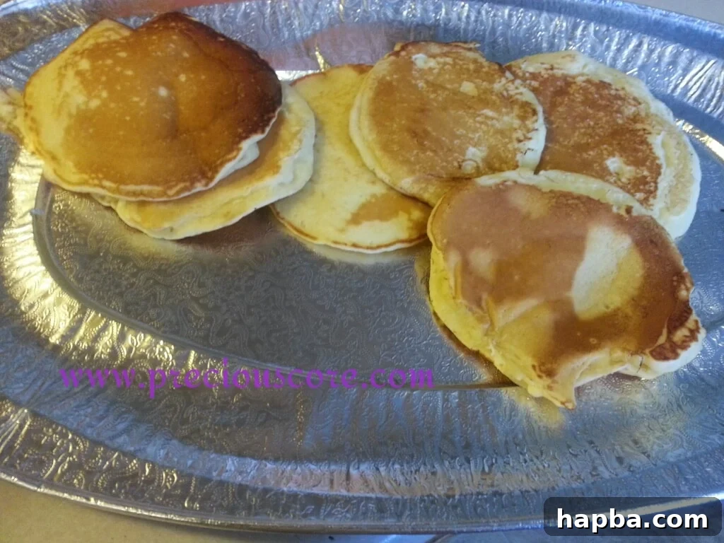 Close-up of fluffy coconut pancakes ready to be served
