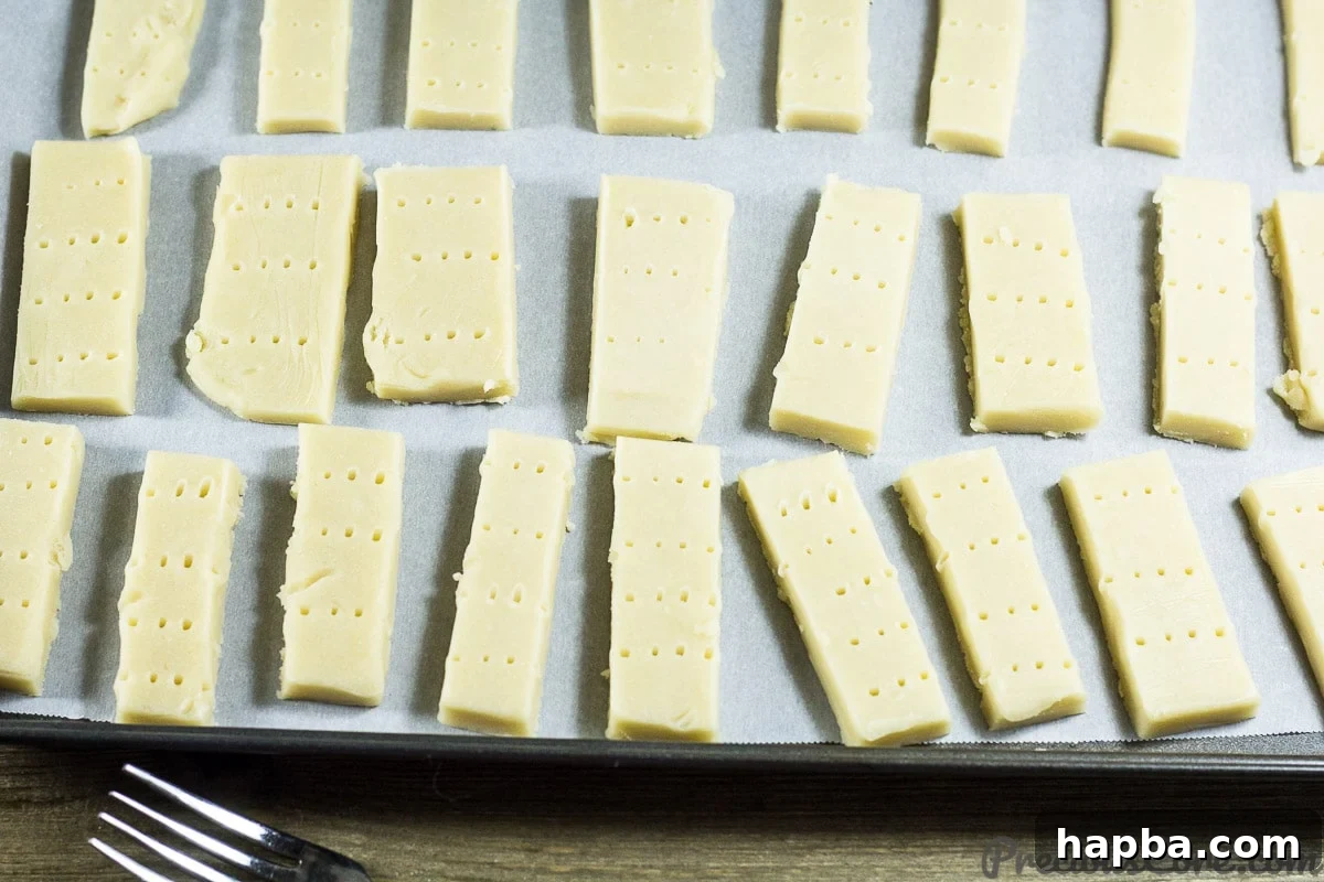 Shortbread cookies ready to be baked.