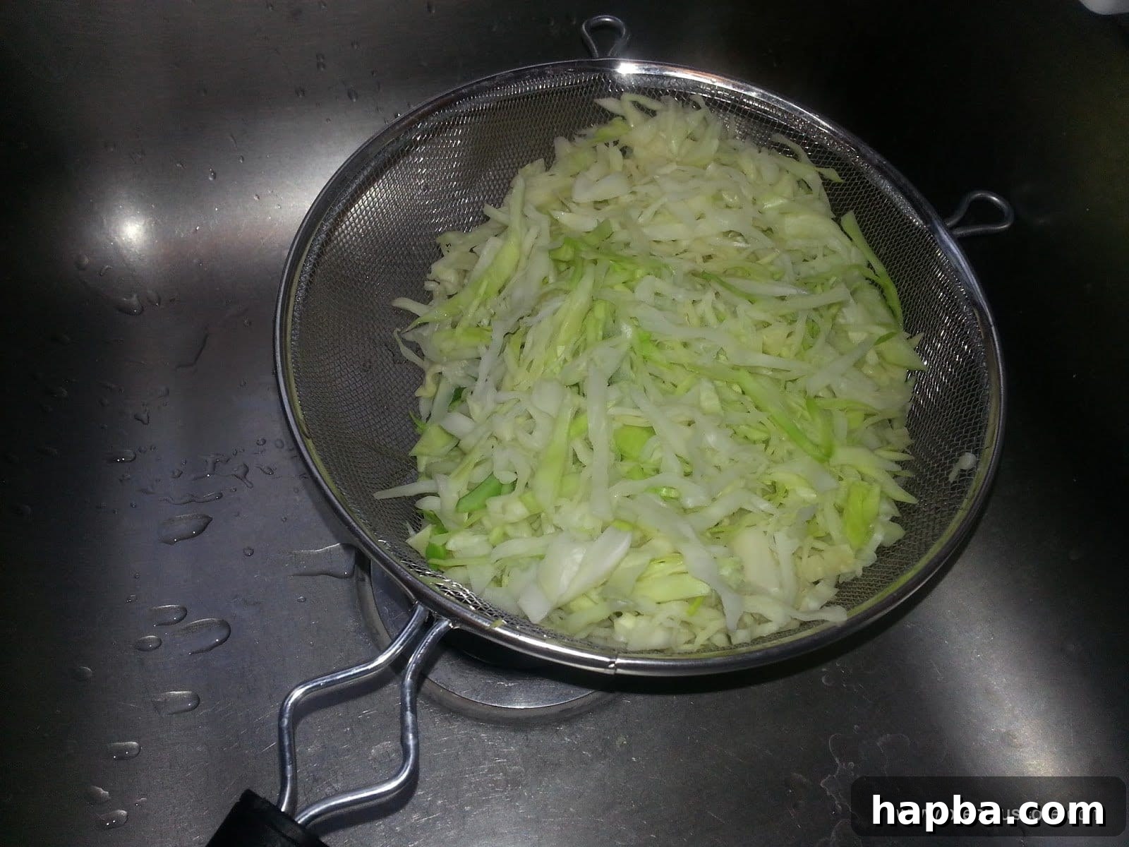 Savory Cabbage and Vegetable Stir-Fry 4 Finely chopped and blanched cabbage in a bowl