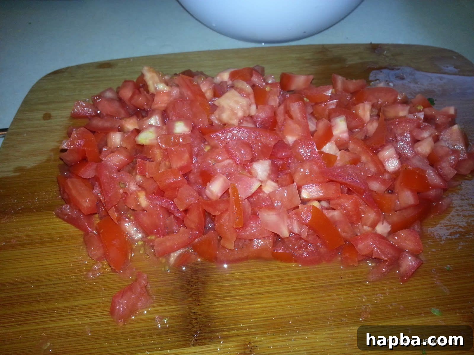 Savory Cabbage and Vegetable Stir-Fry 5 Diced ripe red tomatoes in a bowl