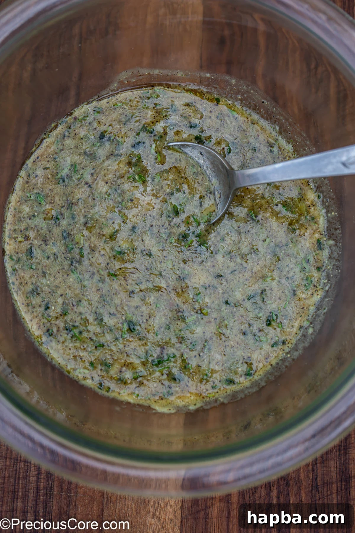 Succulent Boneless Roast Lamb 9 A small mixing bowl holding the freshly prepared lamb marinade.