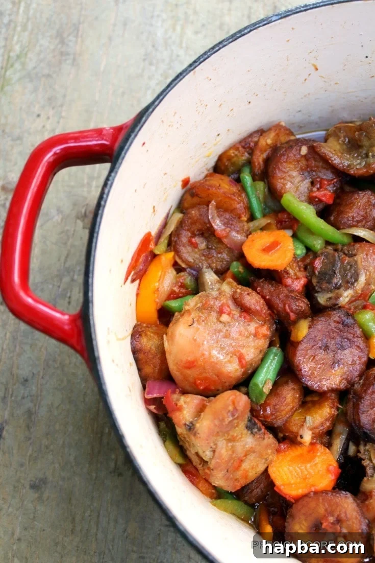 Poulet DG in a red Dutch oven.