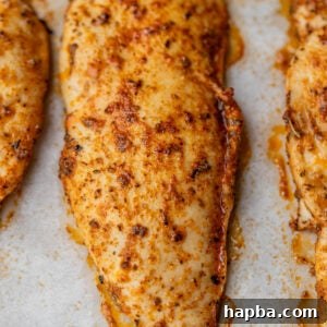 Close-up of juicy baked chicken.