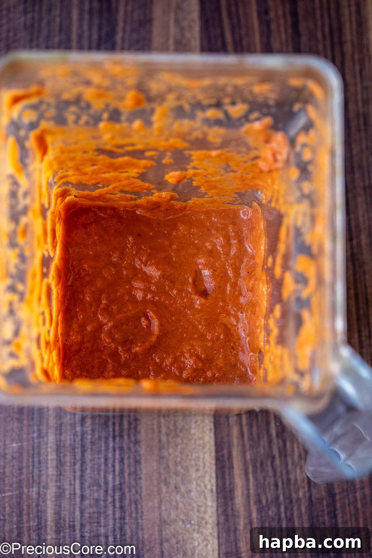 Blended roasted tomato sauce.