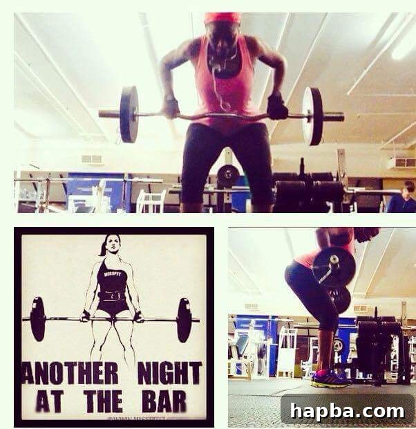 Nora G. Wokia demonstrating a strength training exercise in a gym