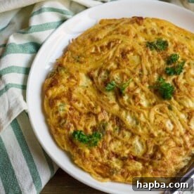 A delicious slice of Spaghetti Omelette, highlighting its rich texture and appetizing appearance.
