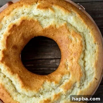 Yogurt cake in a bundt baking dish