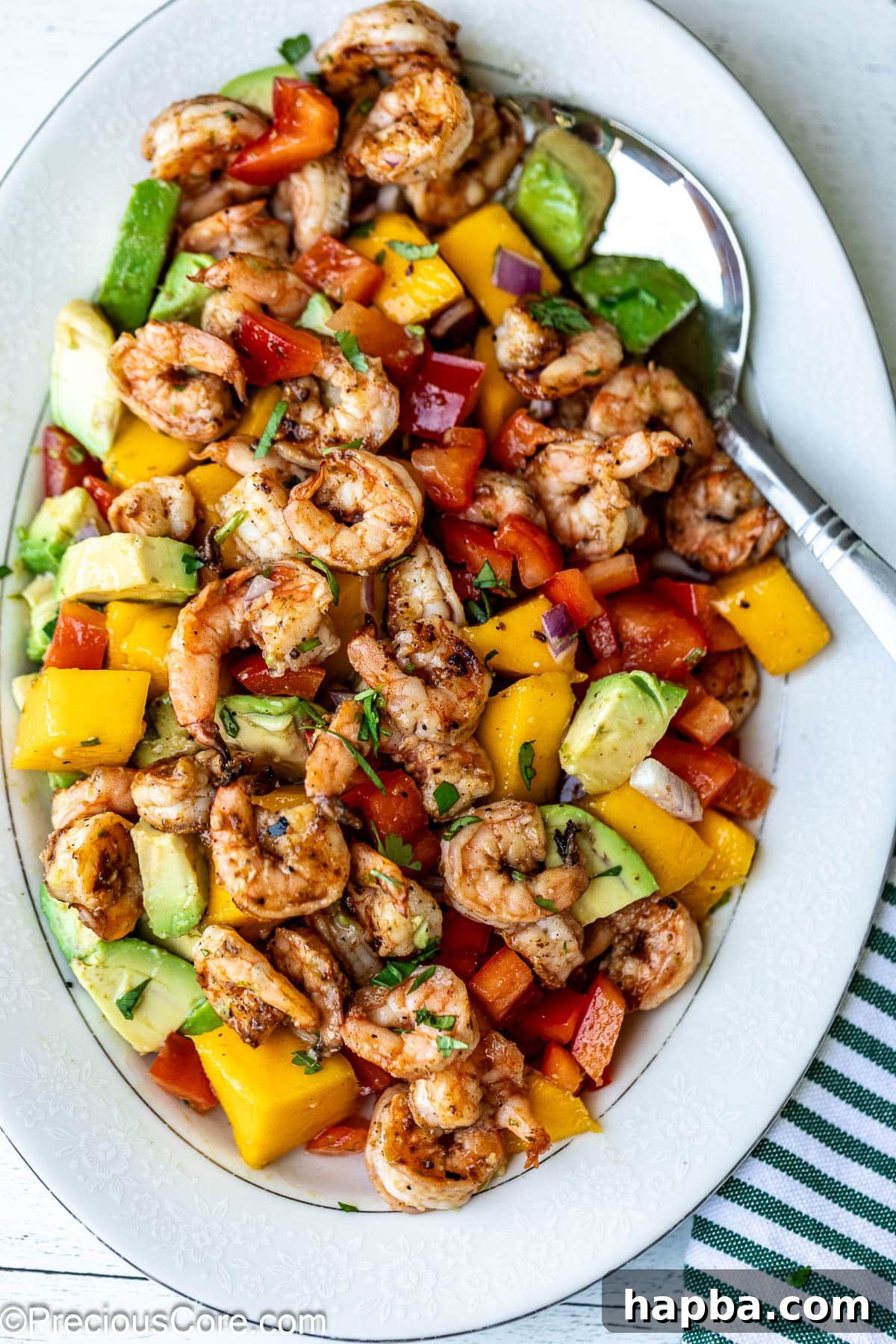 Tropical Mango Shrimp Salad 8 The fully tossed Mango Shrimp Salad, vibrant and ready to be served.