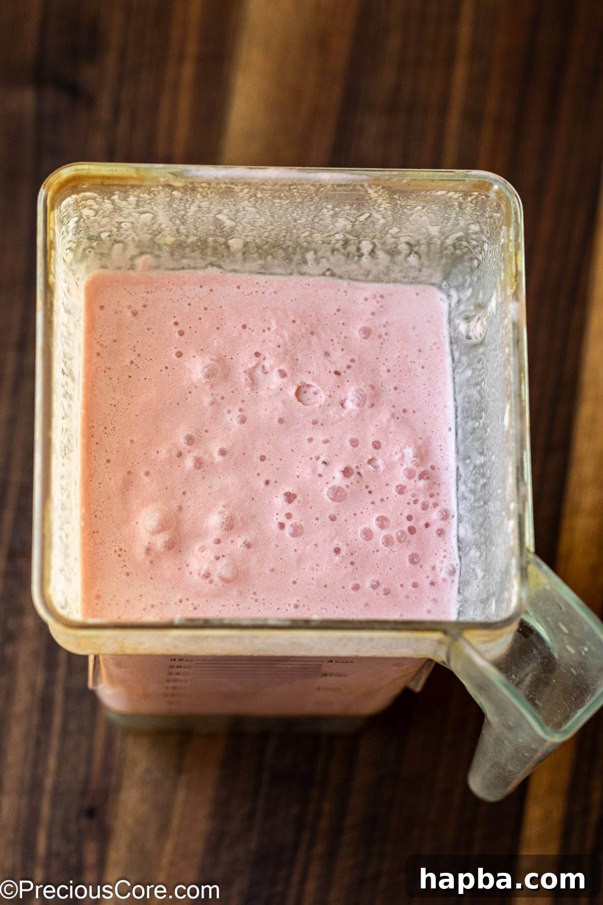 Blender with watermelon ice cream mixture.