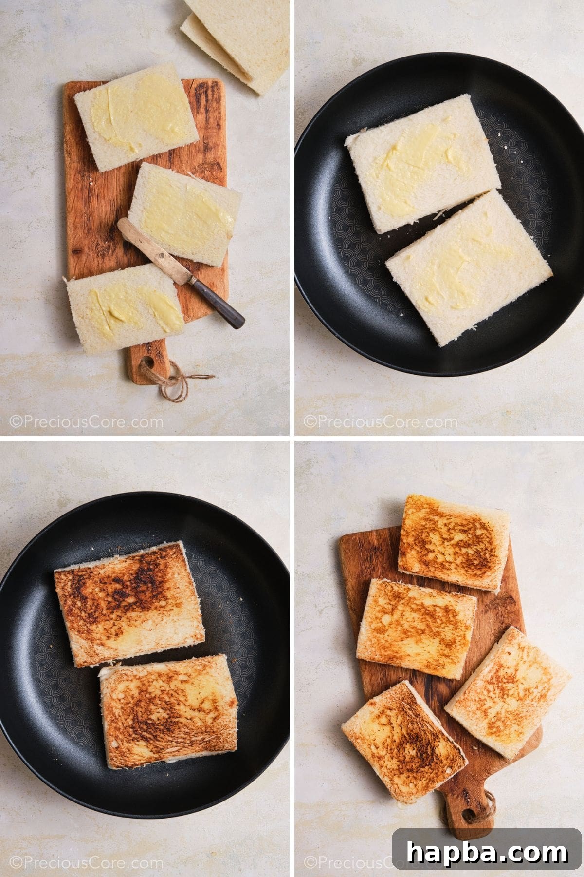 Classic Creamy Chicken Sandwich 12 Buttering and toasting white bread slices in a hot skillet until golden and crisp.