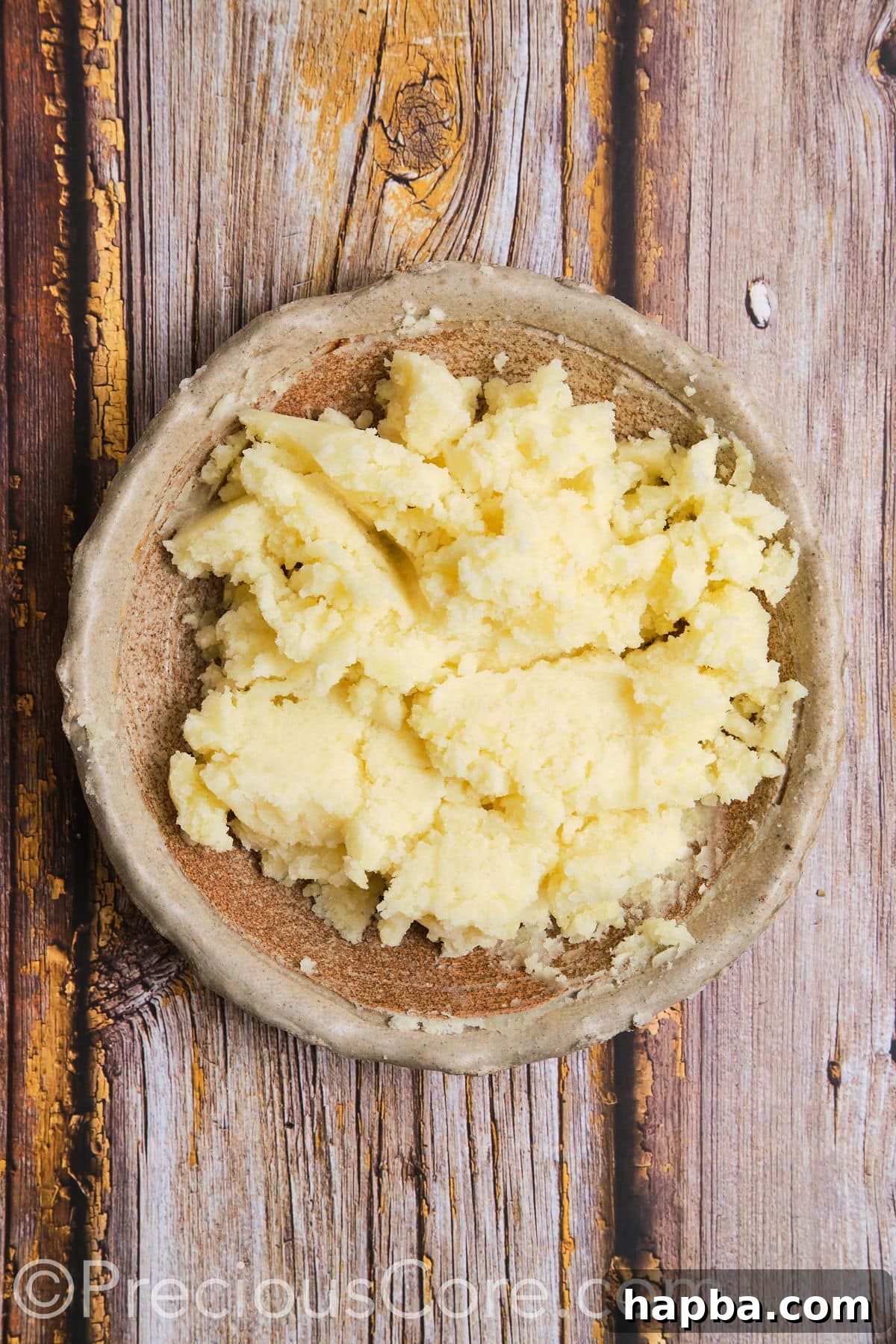Bowl of perfectly mashed potatoes.