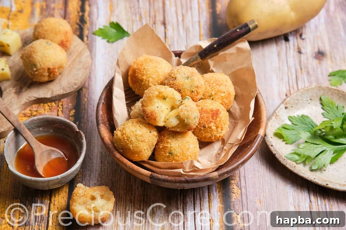 A bowl of cheesy potato balls.