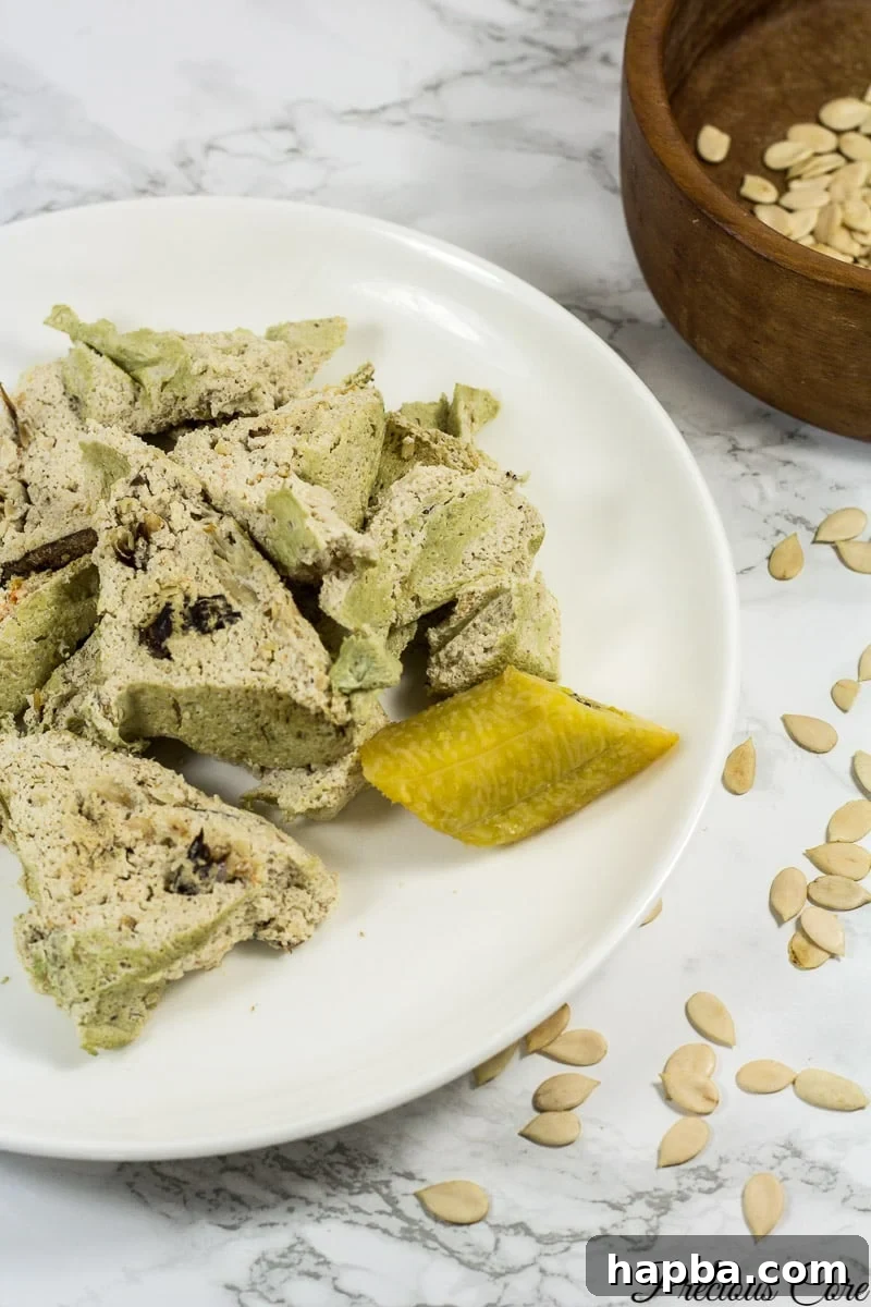 Cameroonian Egusi Pudding slices on a plate