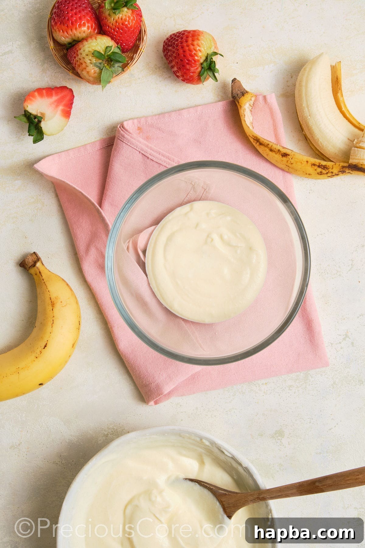 Vanilla pudding covering the bottom of a trifle bowl.