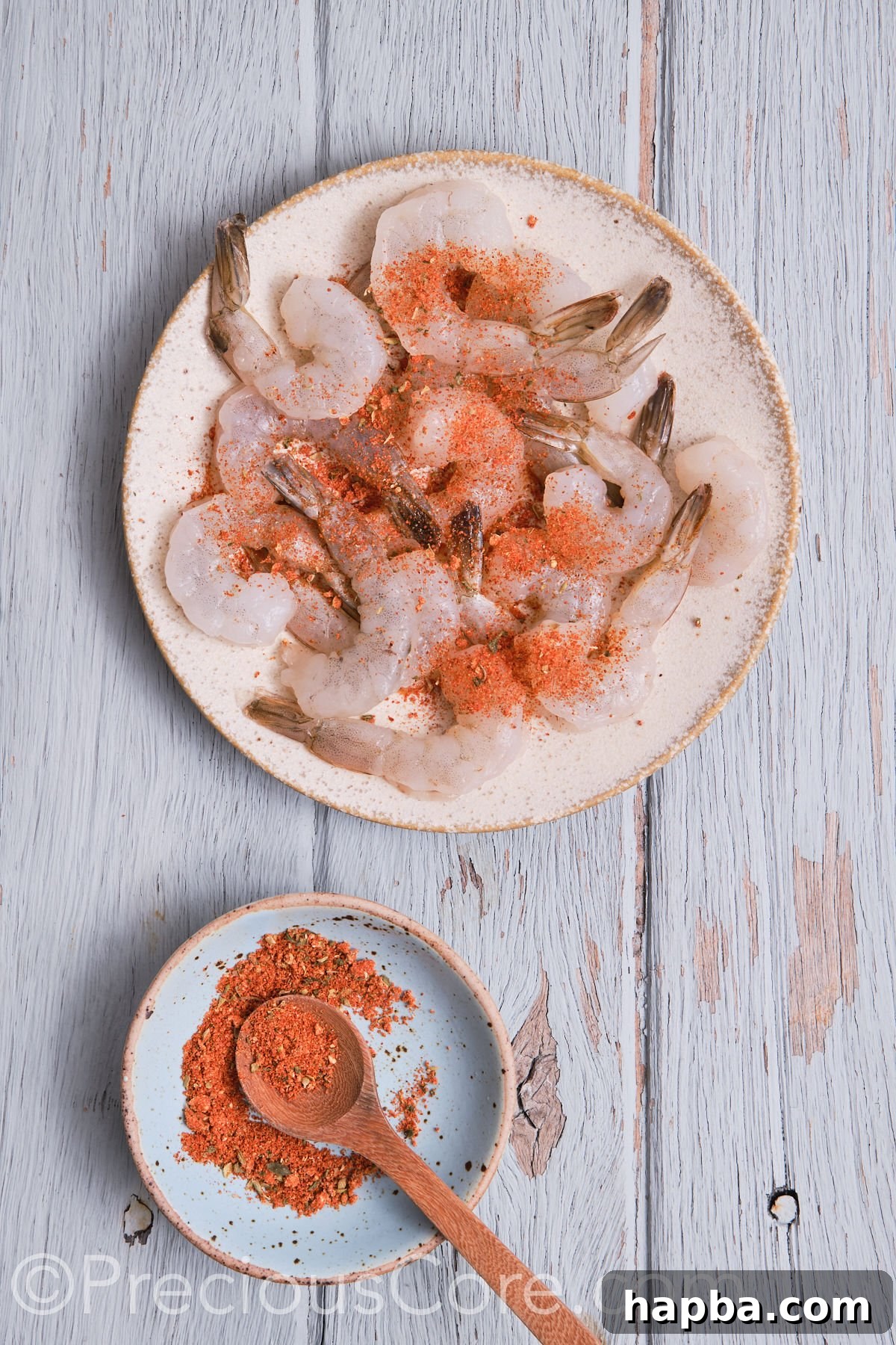 Kickin' Cajun Shrimp Deviled Eggs 15 Seasoning shrimp on a plate.