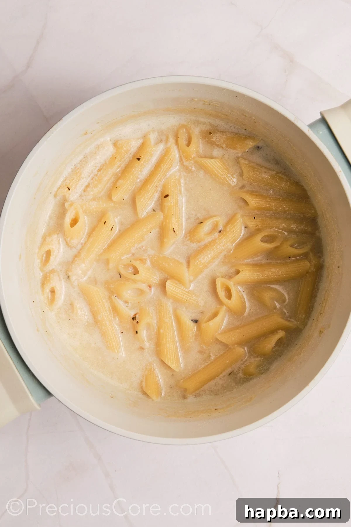 Velvety One-Pan Chicken Pasta 13 Pasta absorbed creamy liquid.