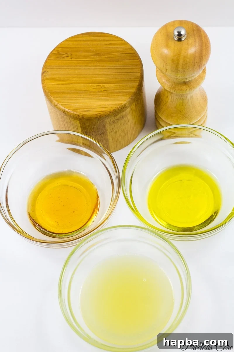 Ingredients for homemade honey lemon dressing