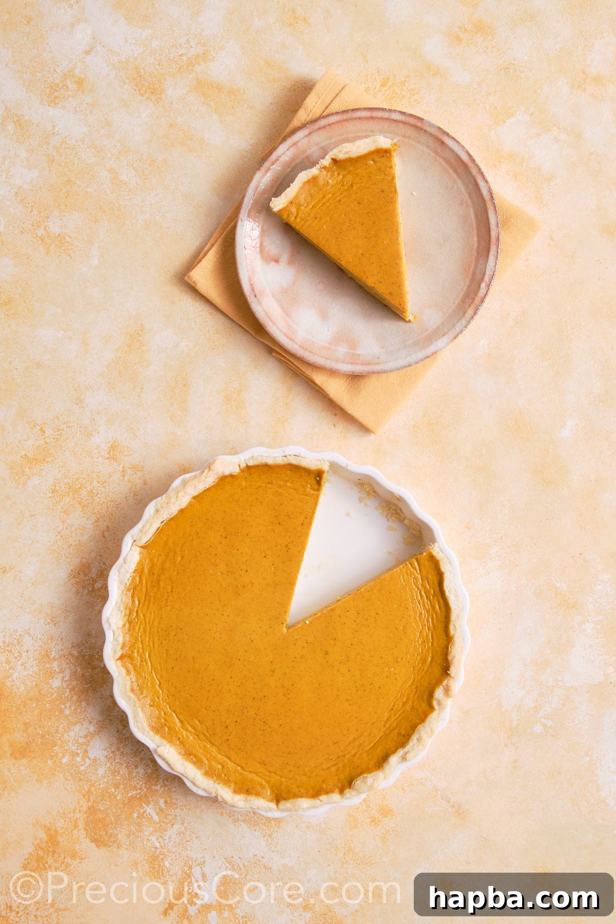 Cooled and served homemade pumpkin pie.