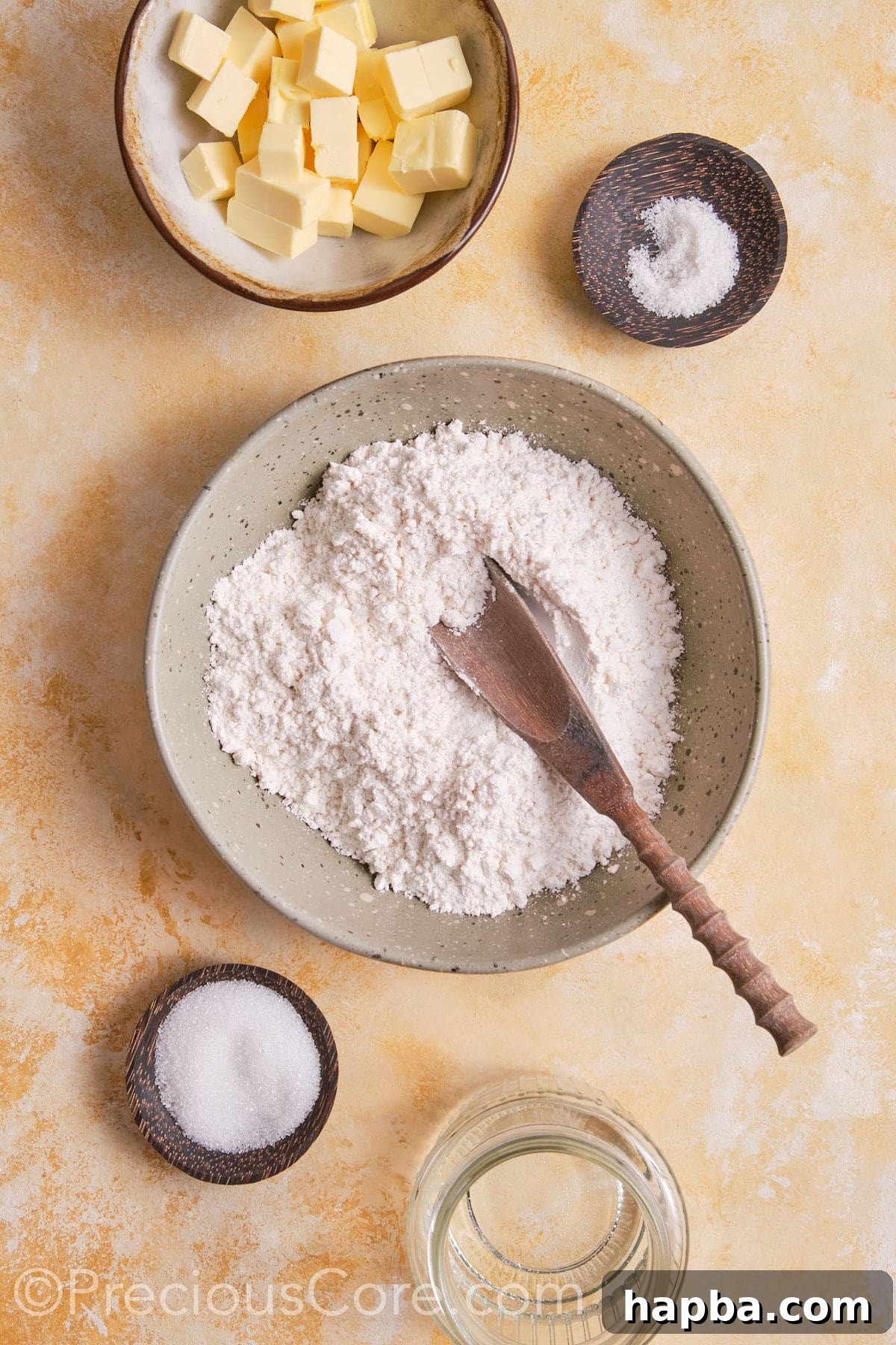 Flour and other dry ingredients in a bowl.