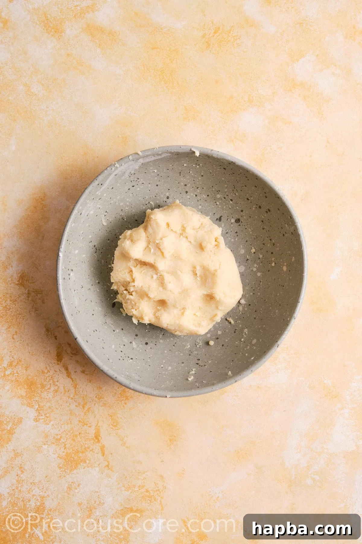 Pie crust dough coming together.