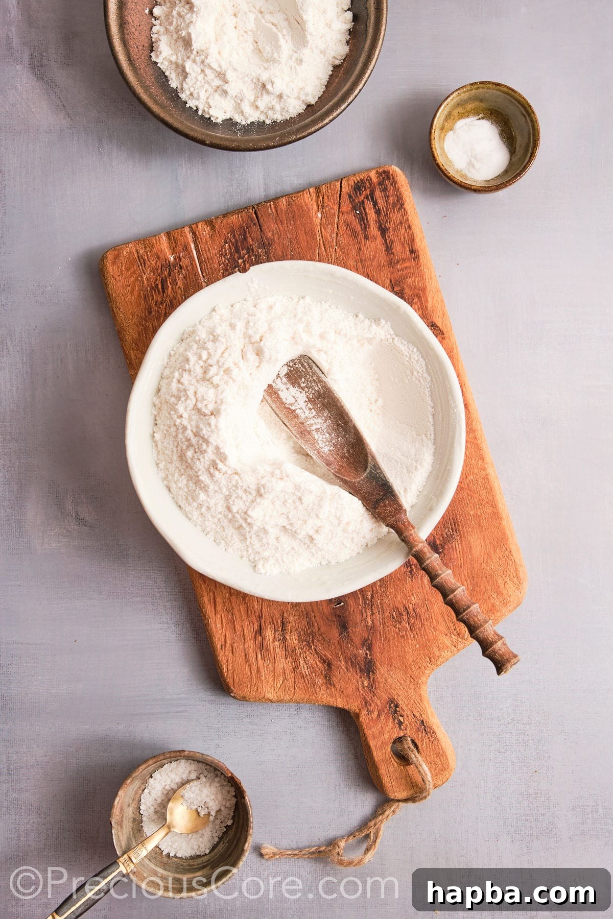 Mixing all the dry ingredients in a bowl for cookies.