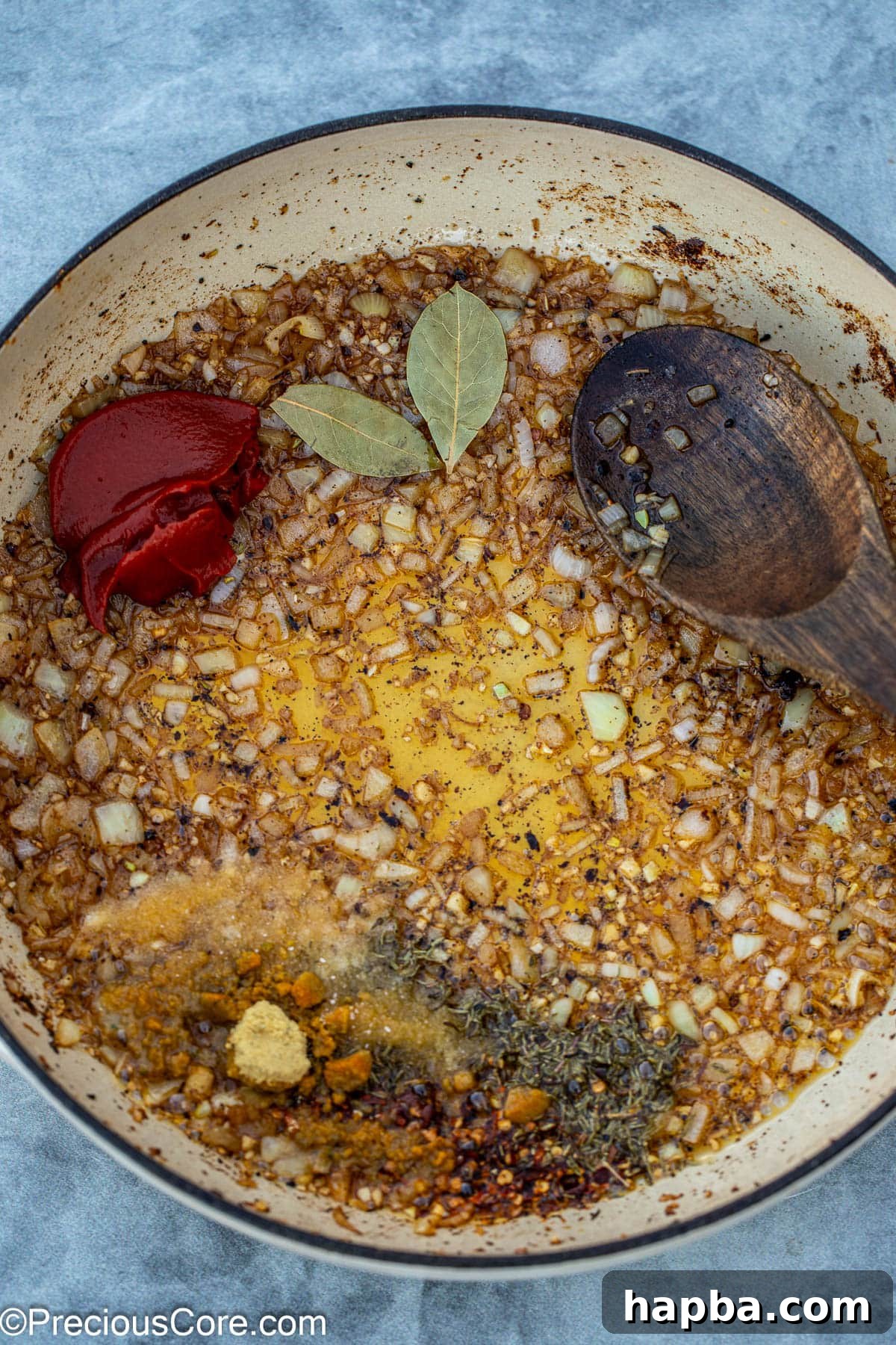 sautéing the aromatics in the pot. 