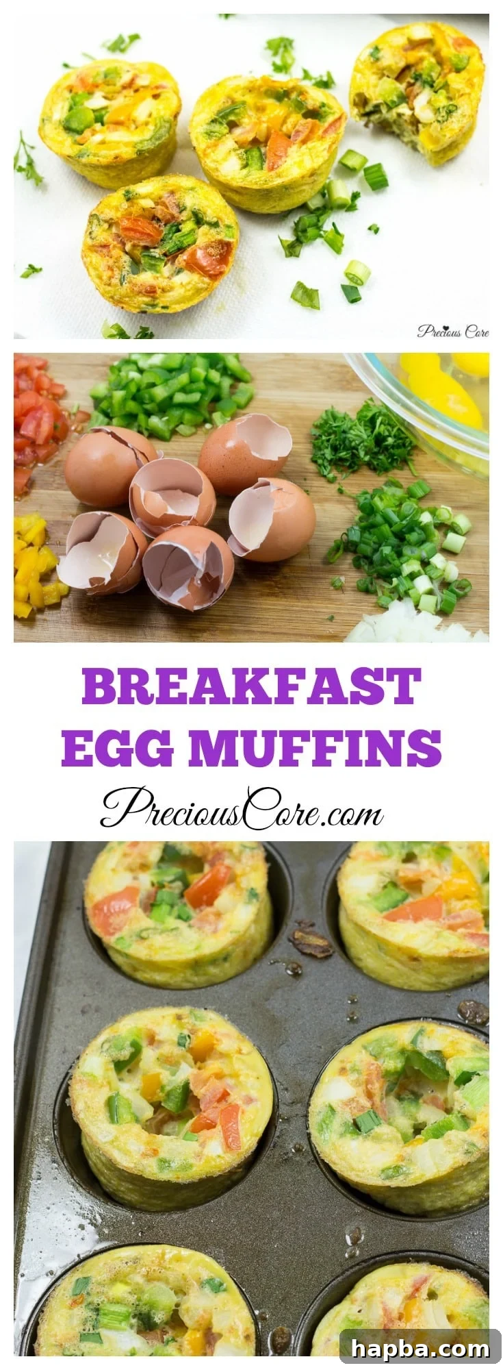 Quick and Healthy Egg Cups 6 A visual summary showing steps and key ingredients for making breakfast egg muffins.