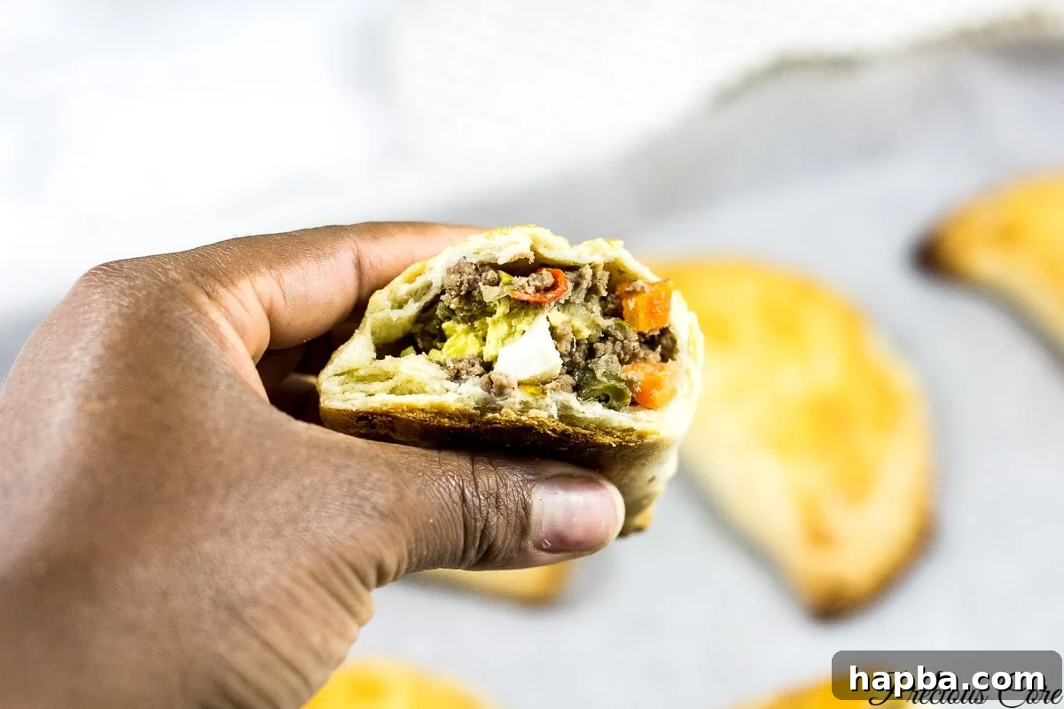 A beautiful African meat pie, showing the golden crust and potential filling peeking through.