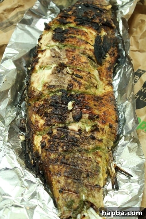 Grilled fish on platter