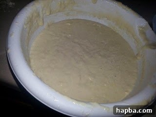 Close-up of the puff-puff batter, demonstrating the ideal consistency – neither too light nor too thick.