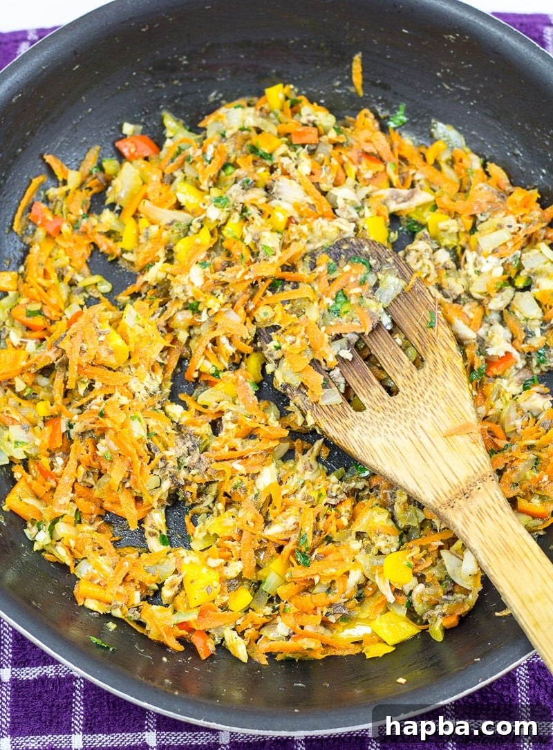 Savory Cameroonian Fish Rolls 5 The flavorful filling for Cameroonian fish rolls, a mix of mashed sardines and finely diced vegetables.